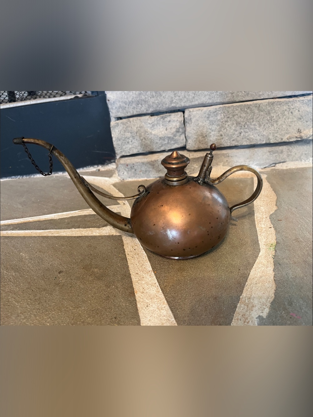 Vintage Copper Teapot with Curved Spout - Warm Copper Tone